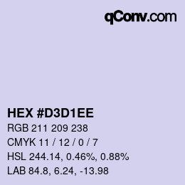 Color code: HEX #D3D1EE | qconv.com