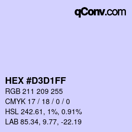 カラーコード: HEX #D3D1FF | qconv.com