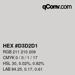 Color code: HEX #D3D2D1 | qconv.com