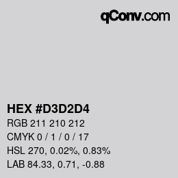 Color code: HEX #D3D2D4 | qconv.com