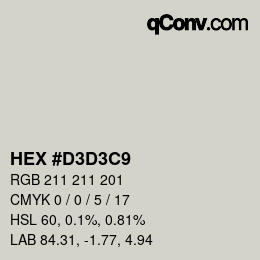 Color code: HEX #D3D3C9 | qconv.com