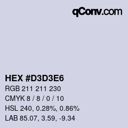 Color code: HEX #D3D3E6 | qconv.com