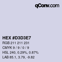 Color code: HEX #D3D3E7 | qconv.com