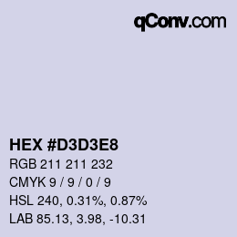 Color code: HEX #D3D3E8 | qconv.com