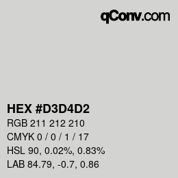 Color code: HEX #D3D4D2 | qconv.com