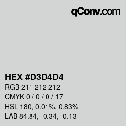 Color code: HEX #D3D4D4 | qconv.com