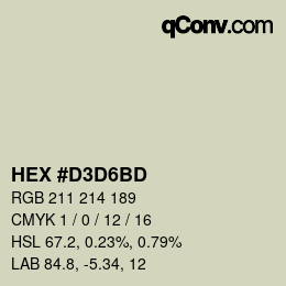 颜色代码: HEX #D3D6BD | qconv.com