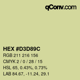 颜色代码: HEX #D3D89C | qconv.com