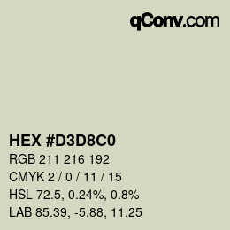 Color code: HEX #D3D8C0 | qconv.com