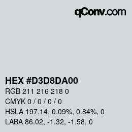 Color code: HEX #D3D8DA00 | qconv.com