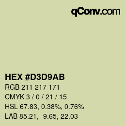 Color code: HEX #D3D9AB | qconv.com