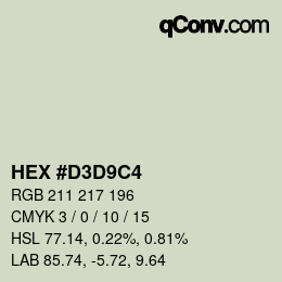 Color code: HEX #D3D9C4 | qconv.com