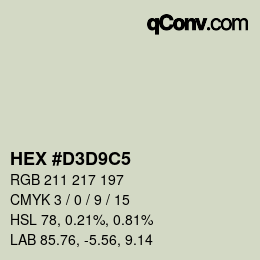 Color code: HEX #D3D9C5 | qconv.com