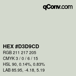 Color code: HEX #d3d9cd | qconv.com