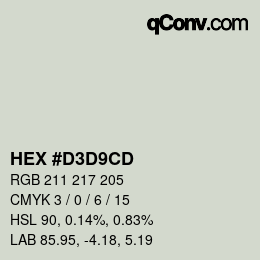 Color code: HEX #D3D9CD | qconv.com