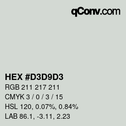 Color code: HEX #D3D9D3 | qconv.com