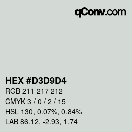 Color code: HEX #D3D9D4 | qconv.com