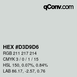 Color code: HEX #D3D9D6 | qconv.com