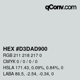 Farbcode: HEX #D3DAD900 | qconv.com