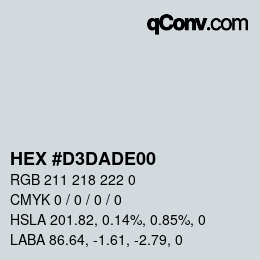 カラーコード: HEX #D3DADE00 | qconv.com