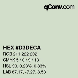 カラーコード: HEX #D3DECA | qconv.com