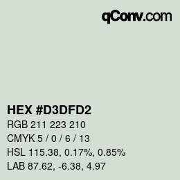 Color code: HEX #D3DFD2 | qconv.com