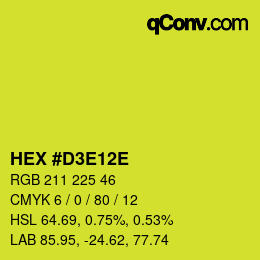 Color code: HEX #D3E12E | qconv.com