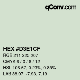 Color code: HEX #D3E1CF | qconv.com