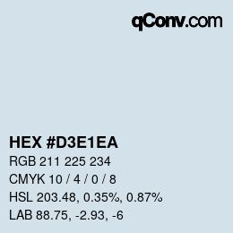 Farbcode: HEX #D3E1EA | qconv.com