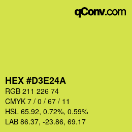 Color code: HEX #D3E24A | qconv.com