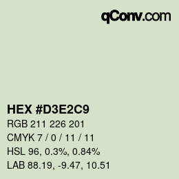 Color code: HEX #D3E2C9 | qconv.com