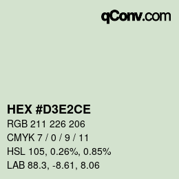 Color code: HEX #D3E2CE | qconv.com