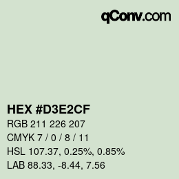 Color code: HEX #D3E2CF | qconv.com