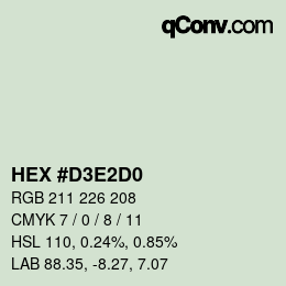カラーコード: HEX #D3E2D0 | qconv.com