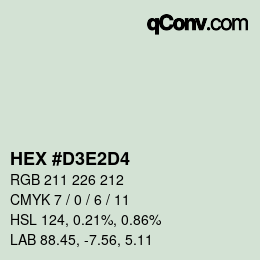 カラーコード: HEX #D3E2D4 | qconv.com