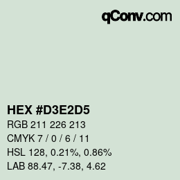 カラーコード: HEX #D3E2D5 | qconv.com