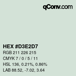 Color code: HEX #D3E2D7 | qconv.com