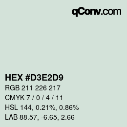 カラーコード: HEX #D3E2D9 | qconv.com