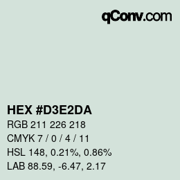 Color code: HEX #D3E2DA | qconv.com