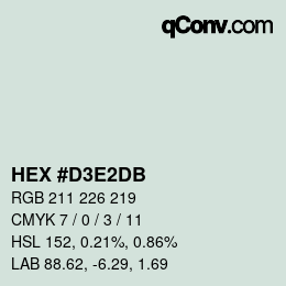 Color code: HEX #D3E2DB | qconv.com