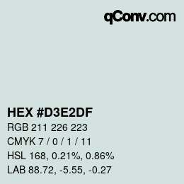 Color code: HEX #D3E2DF | qconv.com