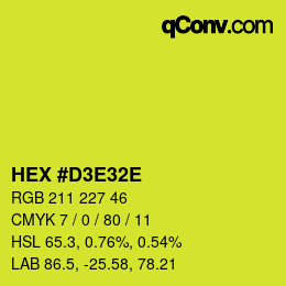 Color code: HEX #D3E32E | qconv.com