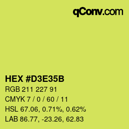 Color code: HEX #D3E35B | qconv.com