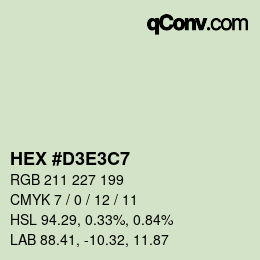 Código de color: HEX #D3E3C7 | qconv.com