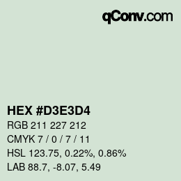 Color code: HEX #D3E3D4 | qconv.com