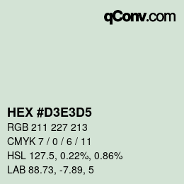 Color code: HEX #D3E3D5 | qconv.com