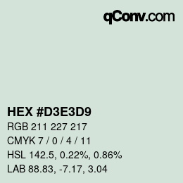 Color code: HEX #D3E3D9 | qconv.com