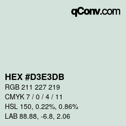 Color code: HEX #D3E3DB | qconv.com