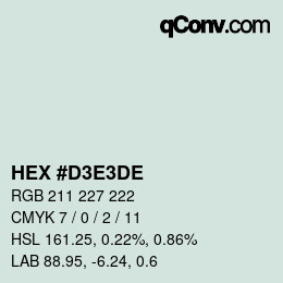 Color code: HEX #D3E3DE | qconv.com