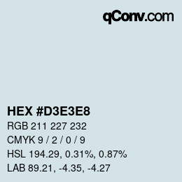 カラーコード: HEX #D3E3E8 | qconv.com